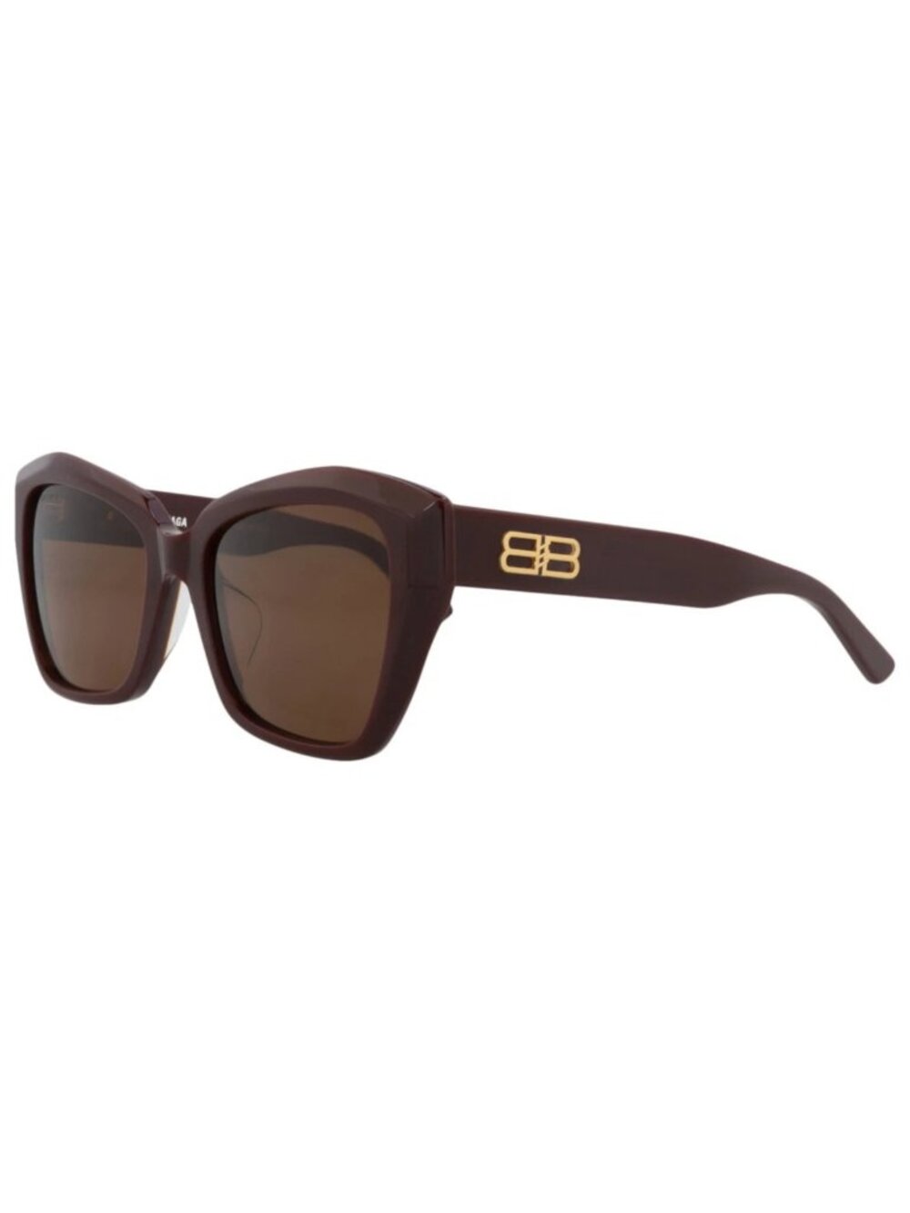 New Balenciaga Women's Sunglasses Cat Eye Recycled Acetate Frame Red Red Brown